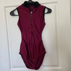 Bal Togs Open Back Mock Neck Dance Leotard- Maroon